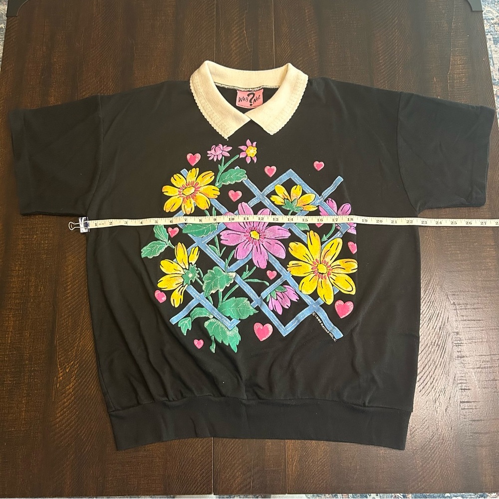 Vintage floral black T-shirt size L